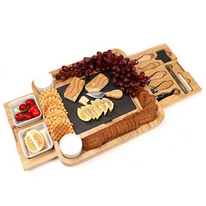 Doble cajón embutidos bandeja y servir <span class=keywords><strong>carne</strong></span> queso junta de comida cortar de bambú de queso con cuchillo - Product Image 1
