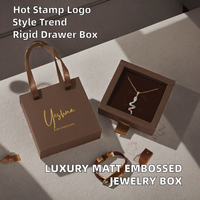 Boîte à bijoux coulissante rigide carrée de luxe personnalisée avec laminage mat, gaufrage et estampage à chaud doré, doublure en éponge en carton