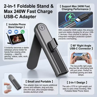 Adaptador de Carga con Soporte Plegable 2 en 1, Adaptador de Soporte Tipo C de 240 W Máx., Adaptador de Soporte con Cable de Datos de Carga Rápida USB C a Tipo C
