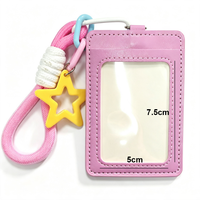 Porte-badge vierge en PU pour carte d'identité, finition auto-adhésive, avec cordon de poignet tressé pour broderie au point de croix