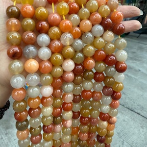 Perline Rotonde Lisce in <span class=keywords><strong>Giada</strong></span> Dorata <span class=keywords><strong>Naturale</strong></span> Colorata Hui Rui 4mm-12mm, Perline Distanziatrici Sciolte per Creazione di Gioielli - Product Image 2