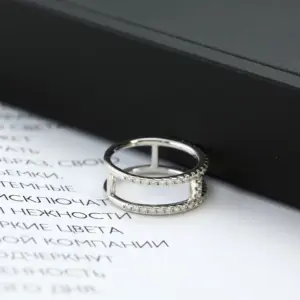 Cadermay Hoge Kwaliteit Groothandelsprijs Ring 925 Zilveren Dubbele Balk H Curve D Vvs Moissanite Eternity Band Ring Voor Vrouwen In Voorraad
