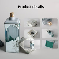 Flacon de parfum de luxe octogonal en verre de haute qualité 100 ml avec bouchon à motif pierre et pompe pulvérisatrice, conteneur vide anti-fuite