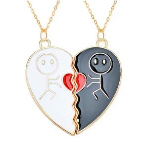 Collar de Mejores Amigas con Colgante de Unicornio Arcoíris Esmaltado en Forma de Corazón, Collar con Colgante Dividido para Mujeres - Product Image 2
