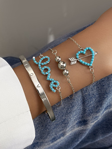 ชุดสร้อยข้อมือ4ชิ้น/เซ็ต, สร้อยข้อมือเทอร์ควอยซ์สไตล์โบฮีเมียน - Product Image 5