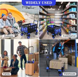 भारी शुल्क एल्यूमीनियम फोल्डेबल प्लेटफॉर्म कार्ट चार पहिया अनुकूलन योग्य ओएम फ्लैटबेड हैंड ट्रॉली - Product Image 5