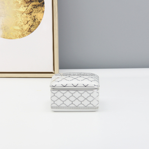 BR024S-powder boîte en céramique 3.93 pouces carré bébé <span class=keywords><strong>naissance</strong></span> cadeau boîte coiffeuse bibelot bijoux boîtes de rangement - Product Image 3