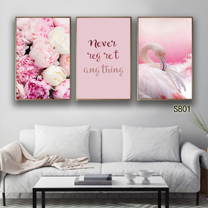 Popular 3 Panels Pink Color Wedding Picture Canvas <strong>Wall</strong> <strong>Art</strong> for Girls Bedroom - Product Image 2
