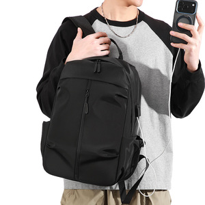 Laptop <b>Backpack</b> <b>Large</b> Capacity USB Charging Port Business Travel Commuting Youth Male Solid Color 10 Inches - Product Image 3