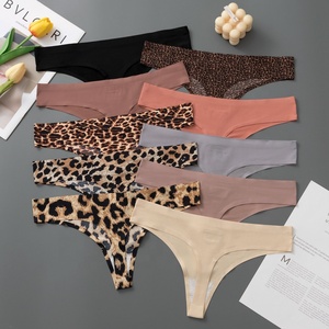 Perizoma da donna in maglia ODM in seta ghiaccio, tinta unita con stampa leopardata, traspirante, a vita bassa, stile sottile, sexy, di qualità export, taglie forti - Product Image 1