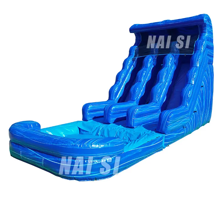 18ft Adulto Comercial Castillo Inflable Combo Bouncer Mármore Tropical Waterslide Bounce House Blue Wave Inflável Water Slide