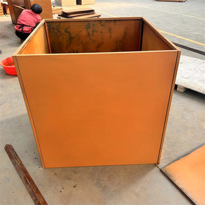 กระถางปลูกต้นไม้เหล็กคอร์เทนทรงสี่เหลี่ยม สำหรับกลางแจ้ง สไตล์โมเดิร์นมินิมอล สำหรับปลูกดอกไม้และต้นไม้สีเขียว ไม่เคลือบผิว สามารถปรับแต่งได้ - Product Image 2