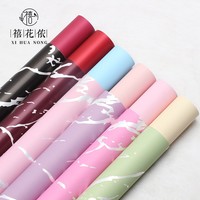 Kertas Pembungkus Bunga Xihuanong Marble Ouya, Kertas Film Anti Air Premium untuk Buket DIY, Kertas Kemasan untuk Toko Bunga