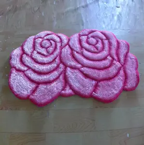 Tapete têxtil doméstico com estampa de rosas, tapete têxtil para porta de casa, tapete modelado