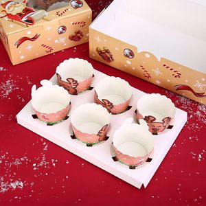 Dropshipping Shopify <b>Christmas</b> Cupcake <b>Box</b> With Clear Window For Mousse Dessert Pastry Takeout Packaging - Product Image 2