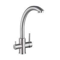 Robinet de cuisine SANIVITAL en acier inoxydable 304, 3 voies, à poser sur comptoir, monotrou, 2 poignées, avec cartouche céramique, pour hôtel