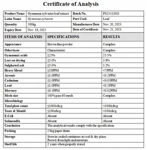 Thực phẩm lớp Gymnema sylvestre lá chiết xuất bột 25% gymnemic axit thực vật tự nhiên chiết xuất - Product Image 4