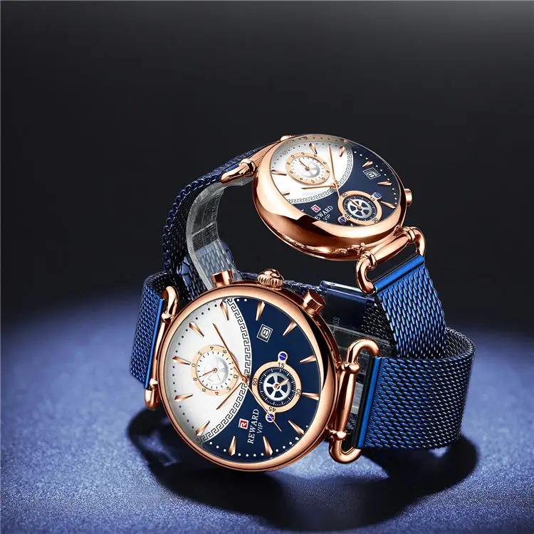 REWARD – montre de sport étanche pour hommes et femmes, acier inoxydable, chronographe à Quartz, horloge de luxe, bracelet amoureux, Couple, ensemble de montres