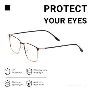 Thời trang độc đáo mỏng đền đen vàng phù hợp bán không có vành thiết kế hình chữ nhật kim loại khung quang học - Product Image 6