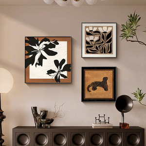 Arte de pared enmarcado, pintura al óleo abstracta sobre lienzo, marco negro rectangular para decoración de sala de estar y comedor - Product Image 3