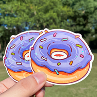 Étiquette adhésive en vinyle laminé imperméable pour donuts, gâteaux, snacks, autocollant découpé