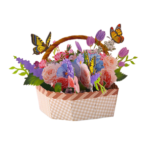 Biglietto d'Auguri 3D <span class=keywords><strong>Pop</strong></span>-up Fatto a Mano con Carta Speciale, Design Moderno con Albero d'Acero e Cesto di Fiori per San Valentino, Compleanno, Festa degli Insegnanti - Product Image 1