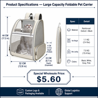 Sac à dos pliable pour chat, respirant, en maille, capacité 7 kg, pour voyages en extérieur, vente en gros OEM