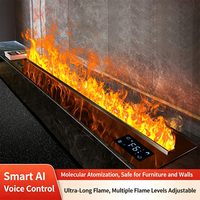 Cheminée à vapeur d'eau, insert de cheminée électrique atomisée 3D, cheminée intelligente à brume d'eau avec plusieurs niveaux de flamme pour la décoration de la maison