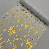 Nappe jetable personnalisable en velours rouge nordique doré, motif drapeau, pour décoration de Noël GT-01