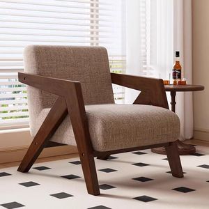 <span class=keywords><strong>Fauteuil</strong></span> simple de designer Richard, style rétro européen antique, en bois massif, pour chambre, balcon, appartement, salon, hôtel, prêt à être expédié - Product Image 2