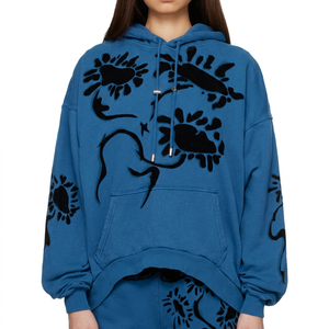 Sudadera con capucha roja con estampado de dragón negro, manga regular, estilo otoñal, 100% algodón, talla grande, prenda al por mayor - Product Image 3