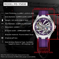 Reloj PAGANI DESIGN para Hombre, de Acero Inoxidable, Mecánico Automático, con Esfera de Esqueleto, Cristal de Zafiro, Resistente al Agua, Deportivo y Elegante