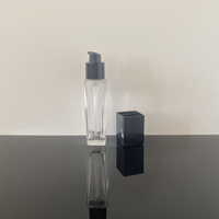 Flacon en verre rectangulaire transparent de 30 ml avec pulvérisateur à pompe et diffuseur à bâtonnets pour émulsions capillaires, fond de teint et parfums