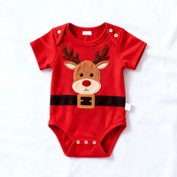 Coffret Cadeau de Noël Personnalisé Écologique et Respirant pour Bébé – Ensemble 3 Pièces Body et Barboteuse en Coton avec Adorable Motif Élan pour Nouveau-né Hiver