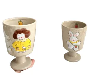 Custom Printed Handmade Creative Cute Ceramic Cartoon 300ml Coffee Tea Latte Cafe Large Porcelain Mug