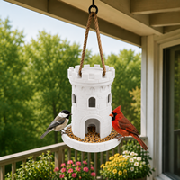 Mangeoire à oiseaux suspendue d'extérieur en plastique, design château, pour oiseaux sauvages, pour la décoration du jardin, de la cour et du balcon
