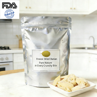 Segments de durian lyophilisés biologiques sans sucre ajouté, collation saine végétalienne, sans OGM, croustillants, fruits de durian FD
