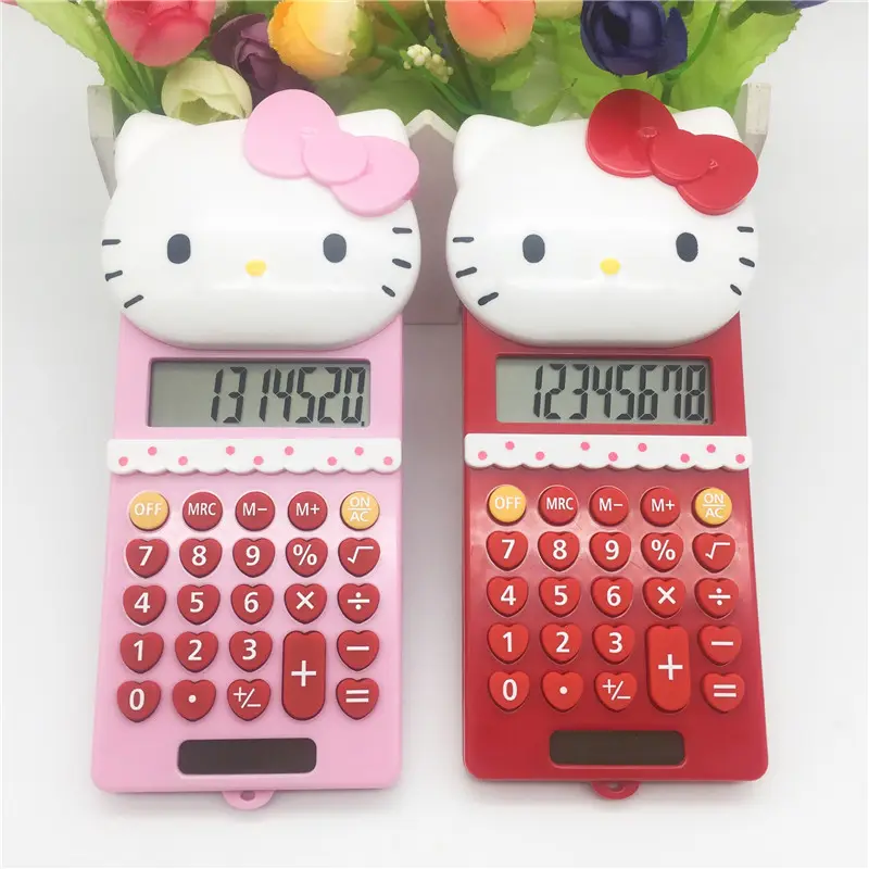 Hello kt Kawaii My Melody Kuromi Energia Solar mini Calculadora Push cover criativo dos desenhos animados calculadora rosa bonito estudante portátil