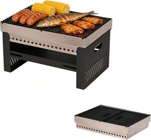 Parrilla Portátil de Carbón para Exteriores, Resistente al Viento, con Encendido Automático |   Soporte Plegable de Hierro para Barbacoa, Ideal para Campamentos y Picnics - Product Image 1