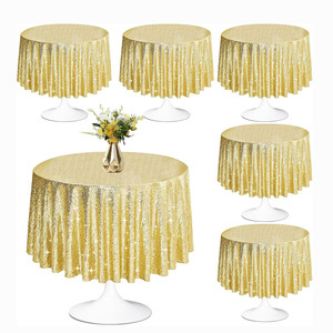 Multi stile argento paillettes inchiostro dorato tovaglia rotonda <span class=keywords><strong>oro</strong></span> 90 pollici scintillante per matrimonio festa di compleanno natale - Product Image 5
