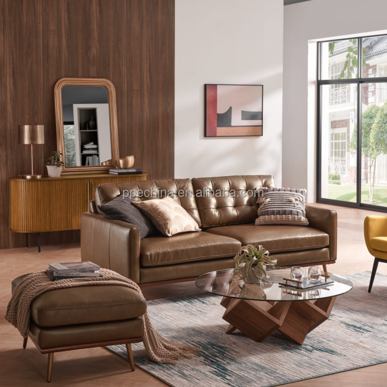 Italian leather sofa modern couch living room leather fabric customized high back comfortable home use sofa