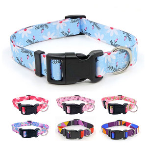 Floral Pattern Pet <b>Collar</b> Polyester Adjustable Buckle Closure Eco-Friendly Dog <b>Collars</b> Small Size - Product Image 3