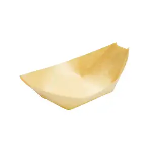Prato de madeira natural do barco de 7 polegadas, placa de papel eco amigável descartável para festa, barco