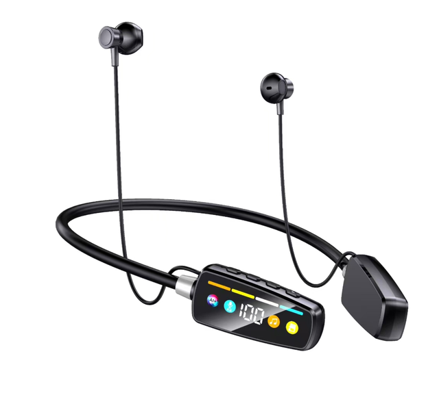 Neckband Sport Wireless Earphones LED Display IPX5 100H ENC Noise Cancelling BT 5.4 Type-C Charging Touch Control Custom Fit OEM