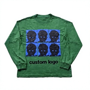 Camiseta de Manga Larga de Algodón con Logotipo Impreso DTG, Apta para Personalizar con Logotipo, Camiseta Vintage de Manga Larga para Hombre - Product Image 1