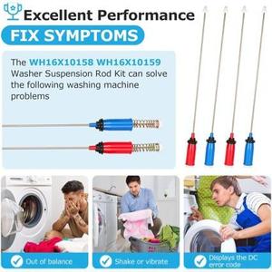 Kit de tiges de suspension pour lave-linge WH16X10158 WH16X10159 en acier, installation facile pour la réparation de la machine à laver - Product Image 1