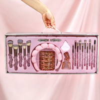 Ensemble de 21 pinceaux de maquillage Glitz and Glam avec strass, style professionnel, vente en gros, pinceaux de maquillage de luxe avec boîte cadeau