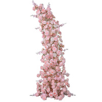 Arche florale rose en forme de corne de taureau, support en soie artificielle pour toile de fond d'événement, vente directe d'usine