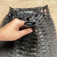 Extensions de cheveux humains vierges 100 % naturels 12A vietnamiens, lisses crépus, densité 150, à clipser, vente en gros