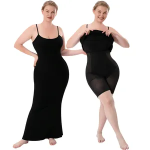 Ärmelloses Doppel korsett Elegantes zweilagiges Intranet Elegant Plus Size Nahtloses, figur betontes Maxi kleid Lässiger Bodysuit für Frauen